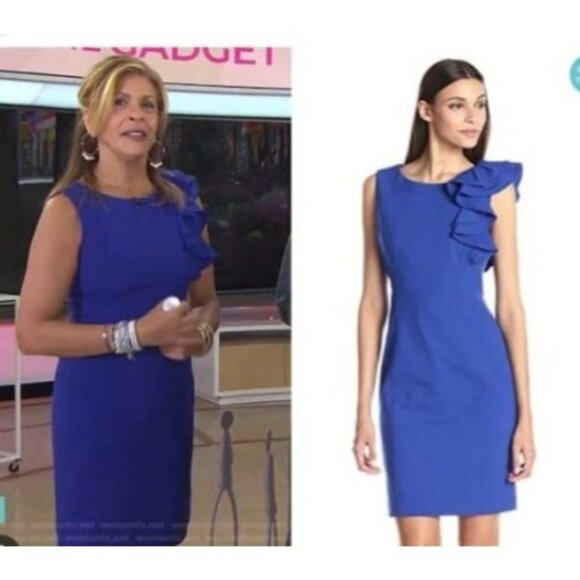 Calvin Klein Womens Blue Sleeveless Sheath Dress Ruffle Detail Size 8 - Picture 5 of 5